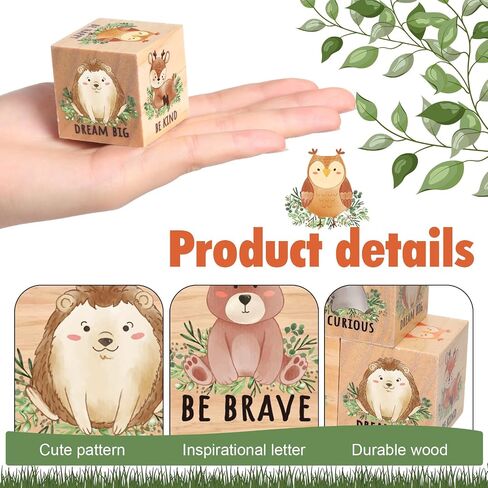 6 Pcs Inspirational Woodland Animal Nursery Decor Wooden Forest Animals Bear Raccoon Fox and Deer Decor Blocks Woodland Table Decor Woodland Creatures Decor,1.6 inch(Safari) in Saudi Arabia