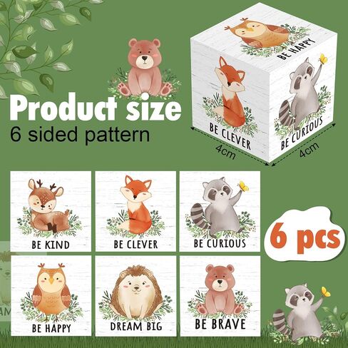 6 Pcs Inspirational Woodland Animal Nursery Decor Wooden Forest Animals Bear Raccoon Fox and Deer Decor Blocks Woodland Table Decor Woodland Creatures Decor,1.6 inch(Safari) in Saudi Arabia