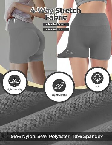 Gym Shorts Women, Seamless Yoga Workout Shorts, High-Waisted Scrunch Butt Booty Lifting Athletic Running Shorts in Kuwait