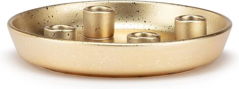DEMDACO Festive Distressed Gold Tone 9 Inch Metal Round Advent Candleholder in Saudi Arabia