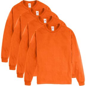 Hanes Men's Essentials Long Sleeve T-Shirt Pack, Crewneck Cotton Tees, 4-Pack
