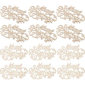 SEWACC Merry Christmas Wood Cutout: 20pcs Mini Wooden Slices Unfinished Letter Words Piece Blank Christmas Tree Hanging Ornament for Xmas DIY Painting Tag