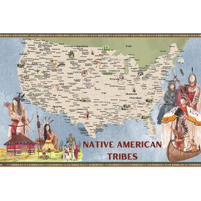 Native American Art Decor Tribes Map Posters Wall Art Posters For Classroom Education Heritage Month Decorations Cultural History Cool Wall Art Print Poster 18x12