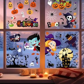 GYGYL 202Pcs Halloween Window Clings Stickers for Glass, 9 Sheets Halloween Window Clings Decals for Halloween Party Decoration Glass Window Indoor and Outdoor Home Decor