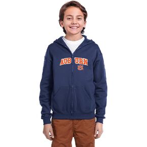 Little King NCAA Youth Teen Full Zip Cotton Fleece Hoodie Sweatshirt with Tackle Twill Letters and Team Logo