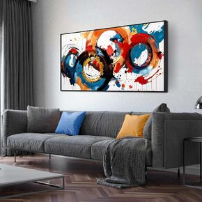 Abstract Wall Art Large Canvas Prints Modern Living Room Bedroom Home Office Wall Decor Framed Colorful Circle Abstract Picture Ready to Hang Size 20x40