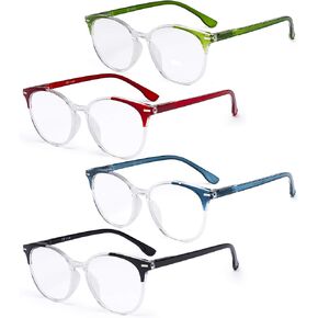 Eyekepper 4-pack Round Blue Light Blocking Glasses Women Orange Tinted