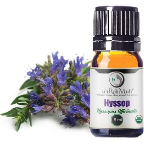 uh*Roh*Muh Organic Hyssop Essential Oil with Fresh Floral Scent, 100% Pure & Natural Essential Oil for Aromatherapy, Home Essential Diffuser Oil - USDA Certified Organic 15ml