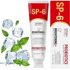 Sp-6 Ultra Whitening Toothpaste, Deep Cleaning Care Sp 6 Toothpaste, ProbioticSp-6 Brightening Toothpaste Fresh Breath, Promotes Healthy Teeth and Gums(4.2 Oz x 2)