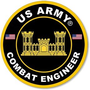 Round Black U.S Army Combat Engineer Sticker (Corps Castle Decal, Vinyl for Cars, Trucks Laptops Water Bottles (3 inch) U.S. Army Licensed