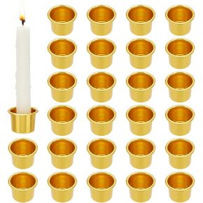 PH PandaHall 30pcs Gold Candle Holders, 1inch Candlestick Holder Cups Metal Candle Cups Aluminum Candle Drip Protectors Empty Candle Inserts Case for Candle Making Christmas Wedding Table Decor