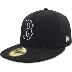 New Era Men's MLB Boston Red Sox Basic 59Fifty Fitted Hat Black Outline 7 1/2