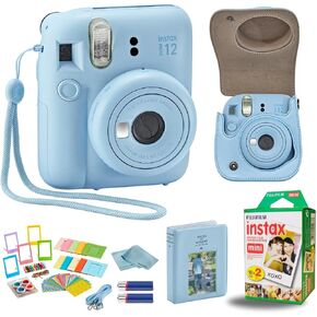 Fujifilm Instant Mini 12 Instant Camera + BluebirdSales Accessory Bundle & Compatible Custom Case + Fuji Instant (20 Shots) Designer Mini Photo Album (60 Pockets) (Clay White)