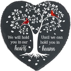 Cardinal Memorial Slate Stone - Hold You in Our Hearts, Memorial Plaque Sympathy Gifts for Loss of Loved One, Memorial Gifts for Loss of Father, Mother, Brother Garden Slate Stone TNA6