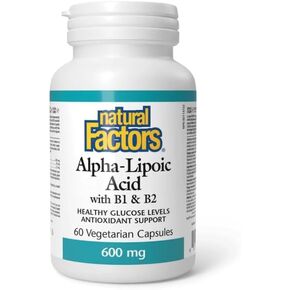 Natural Factors Alpha-Lipoic Acid + B 600 mg, 60 Capsules