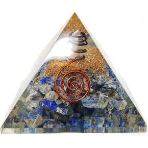 Lapis Lazuli Crystal Orgone Pyramid Kit/Includes 4 Crystal Quartz Energy Points/EMF Protection Meditation Yoga Energy Generator