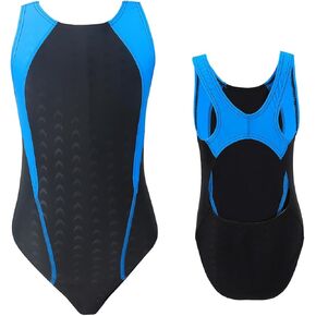 SOFEON Girls Athletic Swimsuits One Piece Kids Solid Competition Swimwear for Practice Swim Team Training Black Bathing Suits (15-16 Years, G Blackpink)