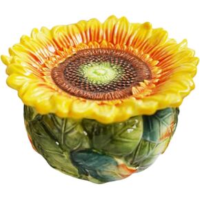 Ceramic Jewelry Box, Yellow Sunflower Necklace Bracelet Trinket Box Jewelry Holder