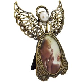 Vintage Picture Frame, 2x3 Vintage Metal Photo Frame, Desktop Angel Wings Picture Frame