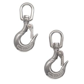 2 Pcs 304 Stainless Steel Clevis Slip Hook with Swivel Lifting and Safety Latch - American Type - 3/16 Inch -330lbsf-150kg - Rigging Accessories Chain Hook