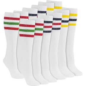 Women's Striped Tube Socks - Size 9-11 - 6 Pairs
