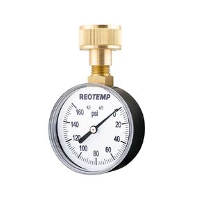 Reotemp PD25H2 2.5" Home Water Pressure Test Gauge, 0-160 PSI, 3/4" Female Hose Thread