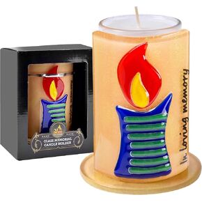 Ner Mitzvah Handmade Glass Yizkor Yahrzeit Candle Holder - Decorative Yartzeit Memorial Candle Holder