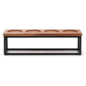 DEMDACO Market Finds Collection Natural Brown and Black 20 x 4 Acacia Wood and Iron Decorative 5-Candle Holder Display