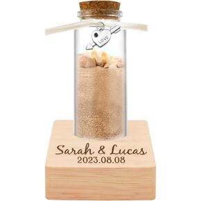 Personalized Honeymoon Sand Jar，Custom Anniversary Photo presents, Vacation Keepsake Jar，Wedding Presents，Honeymoon Present, Bride to be Gift，Valentine’s Day Gifts for Boyfriend Girlfriend (style 3)