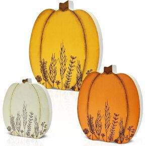 Fall Decoration for Home 3PCS Thanksgiving Pumpkin Decor, Fall Decor Wooden Pumpkin Decorations Harvest Tiered Tray for Happy Fall Thanksgiving Autumn Farmhouse Table Centerpiece for Home Kitchen