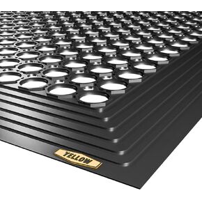 Yellow Safety® Heavy Duty Rubber Entrance Mat, Outdoor Use, Black Fingertipped, 32"x24"