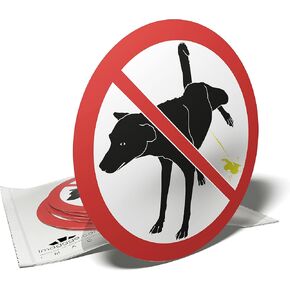 No Dog Pee Sticker, Do Not Leave Dogs Urination, 6 Round Stickers, 3.7"