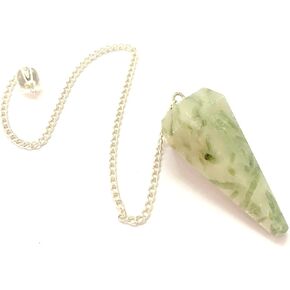 crystalmiracle Green Kyanite Dowser Cone Hexagon Pendulum Healing Crystals, Metaphysical Divination Gemstone Pendulum Crystal Reiki Feng Shui, Meditation, Gift for Men Women