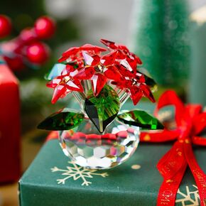 H&D HYALINE & DORA Red Rose Crystal Flower Glass Roses Bouquet Gifts for Women Wife Mom Collectible Glass Flower Figurines Home Decor Ornaments for Wedding Birthday Mothers Day Anniversary