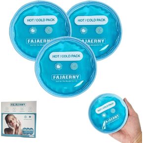 Soft Ice Packs for Injuries, 3 Pack Round Cold Packs for Face, Hot and Cold Therapy for Kids Boo Boo, Headache, Tired Eyes, Wisdom Teeth, with Cloth Backing and Elastic Band - Blue