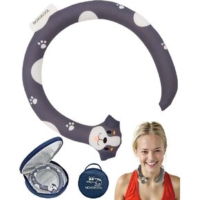 Neck Cooling Tube with Insulated Bag - Reusable Ice Ring Neck Cooler Wrap Indoor Outdoor - Wearable Cooling Neck Ring - Relief for Summer and Hot Flashes - Neck Ice Ring Freezes Under 64℉ (Black Dog)