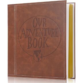 Magnetic Self-Stick Page Adventure Book Scrapbook Photo Album,40 Pages Leather Cover DIY Photo Book for Family,Anniversary Wedding,Travel Memories Holds 3X5, 4X6, 6X8, 8X10 Photos (Brown)