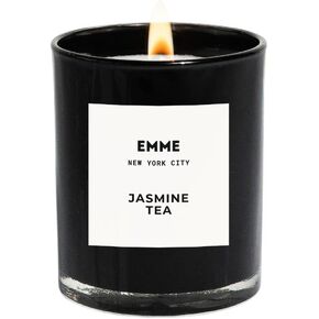 وعاء شموع معطرة من EMME NYC - زجاج أسود، الصويا، طبيعي، غير سام، آمن للحيوانات الأليفة، وقت حرق يصل إلى 60 ساعة، فتيل خشبي، رائحة قوية، لم يتم الإساءة إلى الحيوانات لتصنيعه، 10 أونصة - شموع معطرة بأفضل رائحة (ليتشي)