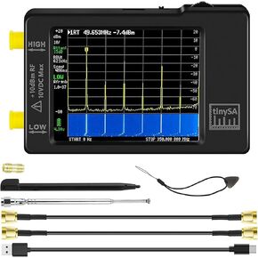 Upgraded TinySA Ultra Spectrum Analyzer, GOOZEEZOO 4inch 100kHz-5.3GHz Frequency Analyzer 2-in-1 Signal Generator 100kHz to 800MHz MF/HF/VHF UHF Input 3000mAh Battery & 32GB SD Card V0.4.5.1