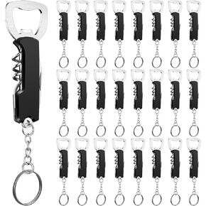 24 Pcs Bottle Opener Keychain Bulk Wine Bottle Opener Beer Opener Keychain 3.27" Stainless Steel Corkscrew Waiter Corkscrew Wine Key Opener for Bar Party Christmas Wedding Favors Gifts (Brown)