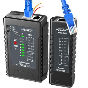NF-468CS Network Cable Tester,RJ45/RJ11/CAT5/CAT6/CAT5E/CAT6A/ CAT7/POE Test UTP/STP Continuity Tester Ethernet Cable Mapper Phone Line CAT3, Ethernet Cable Tester, LAN Cable Test Network Tools
