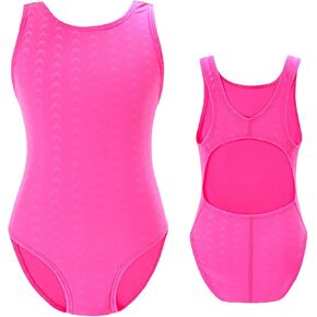 Girls Athletic Swimsuits One Piece Kids Solid Competition Swimwear for Practice Swim Team Training Black Bathing Suits
