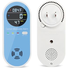 3-in-1 Carbon Monoxide Detectors, Portable CO Detector with Temperature/Humidity Monitor, Digital Display, Carbon Monoxide Gas Leak Detector Plug in Wall for Home, RV, Hotel. (1 Pack)