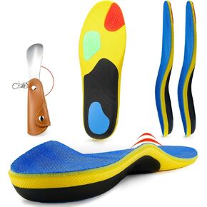 2 Pairs - High Arch Support Plantar Fasciitis Relief Insoles for Men & Women Orthotics Inserts Relieve Heel Pain, High Arches, Flat Feet, Best Work Boots Shoe Insoles for Standing All Day (L)