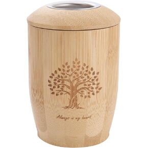 Bamboo Cremation Urn - Decorative Urn with Candel Holder - Funeral Urn Display at Home or for Burial, Niche or Columbarium - Keepsake Urns and Black Velvet Bag for Adults Pet Dog Cat Ashes