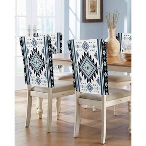 Brown Western Chair Covers - 4 Pcs Dining Room Chair Back Covers, Ethnic Boho Geometric Abstract Southwest Chair Slipcovers Removable Chair Protectors Covers for Kitchen/Banquet/Party 19"x20"