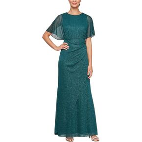 إس إل. فستان نسائي شبكي لامع قابل للتمدد من Fashions مع زخرفة على الكتف، ثوب رسمي طويل، (أحجام صغيرة ومنتظمة) in Kuwait