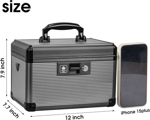 Medicine Lock Box with Key, Alluminum Alloy Box for Medication,First aid kit with a Removeable Tray to Store Medicines & Pills for Home,Black 10 * 6.89 * 6.89 Inch in Saudi Arabia