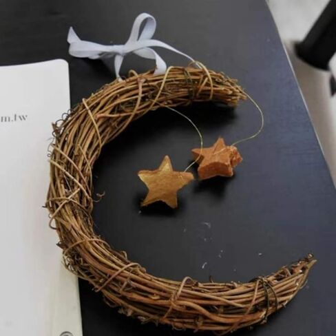 PRETYZOOM عيد الفصح الخشبي إكليل القمر إكليل العنب إكليل عيد الفصح الروطان إكليل القمر على شكل إكليل إكليل معلق لتزيين عيد الفصح in Kuwait