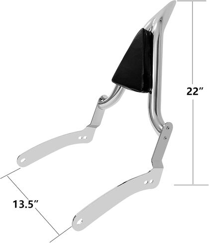 Black Backrest Sissy Bar Passenger Back Rest Pad Compatible for Kawasaki Vulcan 900 Classic LT SE Custom, Vulcan 2000 1996-up (20" Height) in Saudi Arabia